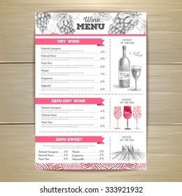 Vintage Wine Menu Design Document Template Stock Vector (Royalty Free ...