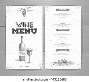 Vintage Wine Menu Design. Document Template