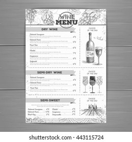 Vintage Wine Menu Design. Document Template