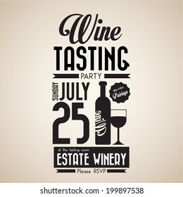 Vintage Wine Tasting Party Invitation Design Template - Illustration 