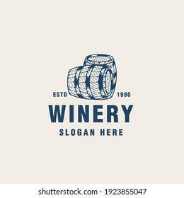 Vintage winery logo template suitable for bar