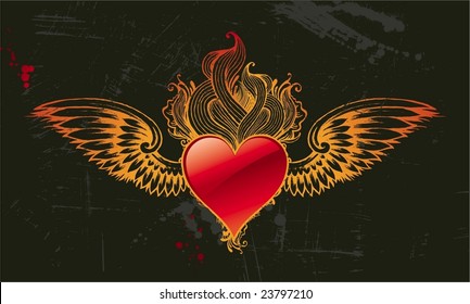 Vintage winged heart