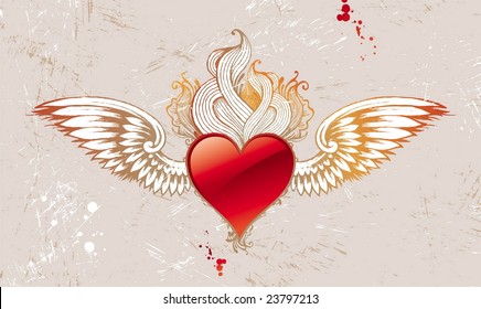 Vintage winged heart