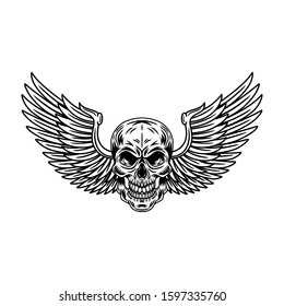 Vintage Winged Skulls Isolated Retro Vector Stock Vector (Royalty Free ...