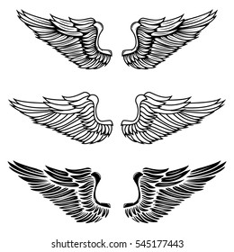 Vintage wings isolated on white background. Design elements for logo, label, emblem, sign, brand mark. Vector illustration