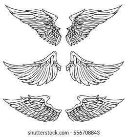 Vintage wings isolated on white background. Design elements for logo, label, emblem, sign, brand mark. Vector illustration. 