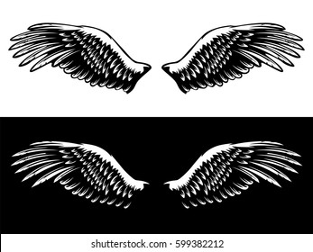 Vintage wings isolated on white background. Design elements for logo, label, emblem, sign, brand mark. Vector illustration.