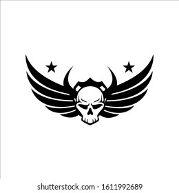 vintage wings and skull logo vector design vector graphic illustrations