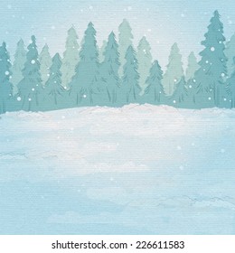 Vintage winter forest landscape. background. vector illustration