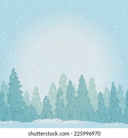 Vintage winter forest landscape. vector illustration