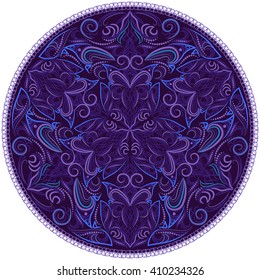 Vintage winter round pattern. Vector print.