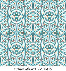 Vintage winter seamless  pattern of blue snowflakes 