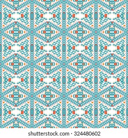 Vintage winter seamless  pattern of blue snowflakes 