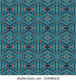 Vintage winter seamless  pattern of blue snowflakes 