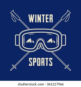 Vintage winter sports logo, badge, emblem and design elements. Vector illustration