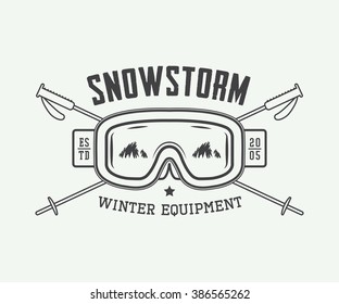 Vintage winter sports logo, badge, emblem and design elements. Vector illustration