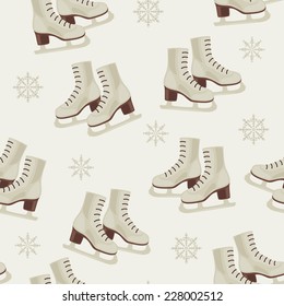 Vintage winter wallpaper with skates
