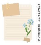 Vintage wish list template decorated with forget-me-not flower. Printable to do list, business organizer page, paper sheet. Journal and planner design vector illustration.