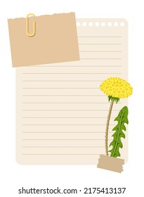 Vintage wish list template decorated with dandelion flower. Printable to do list, business organizer page, paper sheet. Journal and planner design vector illustration.