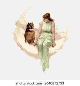 Vintage woman illustration, vintage vector element. 