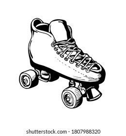 Vintage Woman or Ladies Roller Derby Skates Retro Stencil Black and White