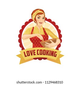 Vintage women cooking logo