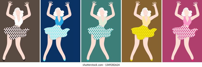 vintage women enjoying dance party. vector illustration in flat   graphic.