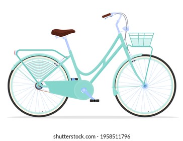 Vintage womens bicycle. Active way of life. Bicycle for settlements.