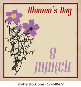 Vintage women's day grunge background, vector illustration