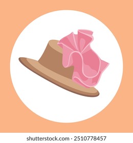 Vintage Women's Hat Cute Simple Pastel Illustration