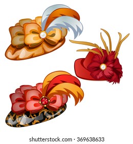 Vintage women's hats. Vector.