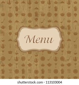 Vintage Wood Background With Menu, Vector Illustration