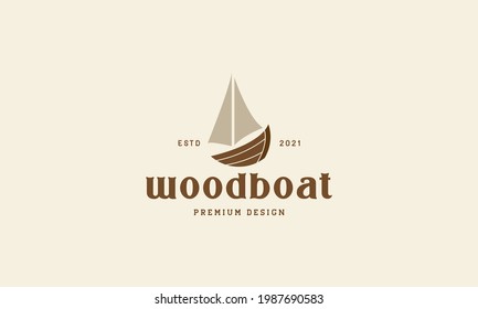 vintage wood boat simple logo symbol vector icon illustration graphic design