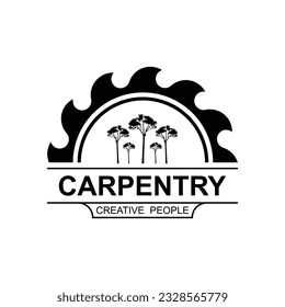 Vintage wood carpentry logo vector.Logo for business, carpentry, lumberjack, label, badge.