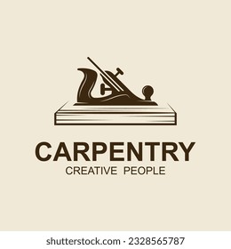 Vintage wood carpentry logo vector.Logo for business, carpentry, lumberjack, label, badge.