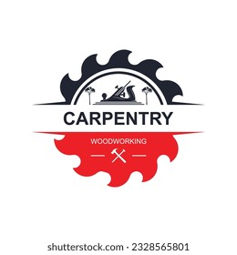 Vintage wood carpentry logo vector.Logo for business, carpentry, lumberjack, label, badge.