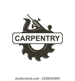 Vintage wood carpentry logo vector.Logo for business, carpentry, lumberjack, label, badge.
