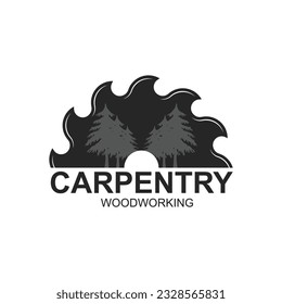 Vintage wood carpentry logo vector.Logo for business, carpentry, lumberjack, label, badge.