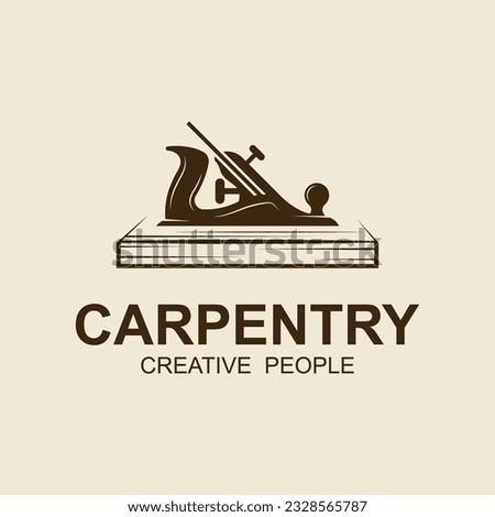 Vintage wood carpentry logo vector.Logo for business, carpentry, lumberjack, label, badge.