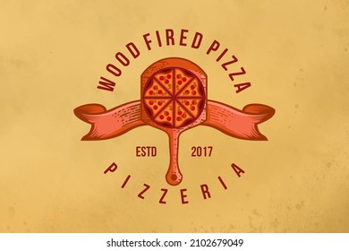 vintage wood fired pizza logo Designs Inspiration Isolated on White Background