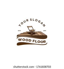 vintage wood floor logo vector