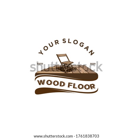 vintage wood floor logo vector