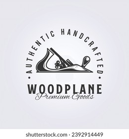 vintage wood plane carpenter tool logo vector illustration design