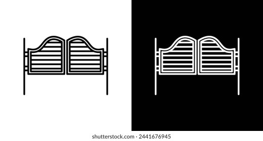 Vintage Wood Saloon Door Icons. Western Style and Old Frontier Door Symbols.