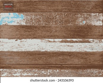 Vintage wood texture background and color stripe. Vector illustration.