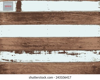 Vintage wood texture background and color stripe. Vector illustration.