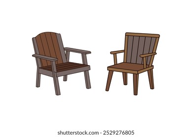Vintage wooden armchair, perfect for relaxing. Vector illustration for cozy interior, home decor, and classic furniture design