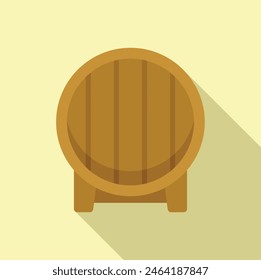 Vintage wooden barrel flat icon illustration with a simple, retro design for brewery, winery, and alcoholrelated vector graphics and branding