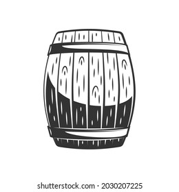 Barril de madera de época aislado en un fondo blanco. Ilustración del vector