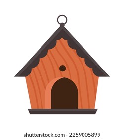 Vintage wooden birdhouse flat icon. Vector illustration